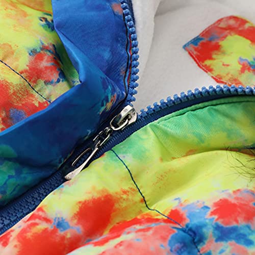 Girls Winter Tie Dye Parka Coat Kids Toddler Windproof Fleece Lined Jacket Faux Fur Collar Hooded Coats with Pockets3