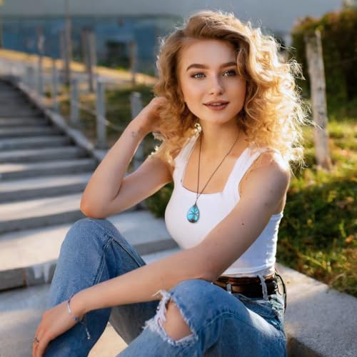 Handmade tree of life turquoise pendant necklace - Unique copper jewelry for women and men Anniversary present Birthday gift ideas for her and him Spiritual gifts for wife mom sister girlfriend mother4