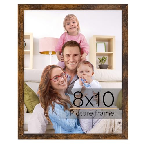 Giftgarden 8x10 Picture Frame Rustic Brown, 8 by 10 Thin Photo Frame for Wall Tabletop Display, Single