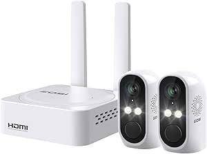 ZOSI 8CH 2K Wireless Battery Powered Security Camera System, 2pcs 3MP Wire-Free Outdoor Indoor Home Surveillance Cameras, Color Night Vision, Spotlight Siren, 2 Way Audio, 64GB SD Card asin的图片