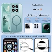 Jshru für Xiaomi 17 Hülle mit 2 Stück HD-Schutzfolie,Kompatibel mit Magsafe,Magnetisch Handyhülle, Militär Stoßfest Schutzhülle Dünn Mattierte Case für Xiaomi 17,Mintgrün – Ansicht 2