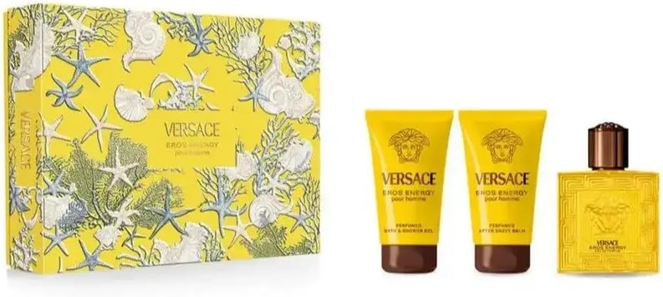 Eros Energy by Versace for Men - 3 Pc Gift Set 1.7oz -EDP Spray, Bath and Shower Gel, After Shave Balm