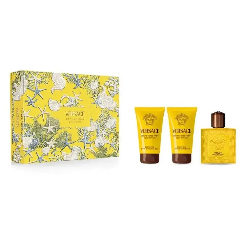 Versace Eros Energy by Versace for Men - 3 Pc Gift Set 1.7oz -EDP Spray, Bath and Shower Gel,After Shave Balm