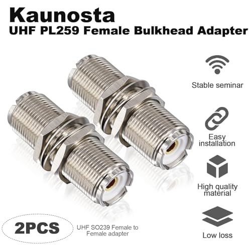 2-Pack Adaptador Conector UHF SO239 Hembra a Hembra 1.77" miniatura 2