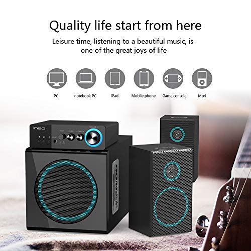 ineo Wooden 2.1 Gaming/PC Speakers with Subwoofers and Individual Control Box (W301)