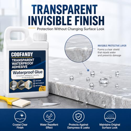 Image of COOFANDY Crack Seal Glue with Brush Transparent Waterproof Resin Epoxy for Roof Leakage, Waterproof Glue for Waterproofing, Roof Water Leakage Solution,Clear Crack Seal Agent for Wall & Repairs(1 KG)