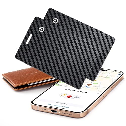 Image of [Apple MFi Certified] 2 Pack Wallet Tracker Card with Apple Find My (iOS Only) Rechargeable Air Tracker Tags Bluetooth Wallet Finder IP68 Waterproof GPS Tracker Item Finder for Keys, Bags, Passport