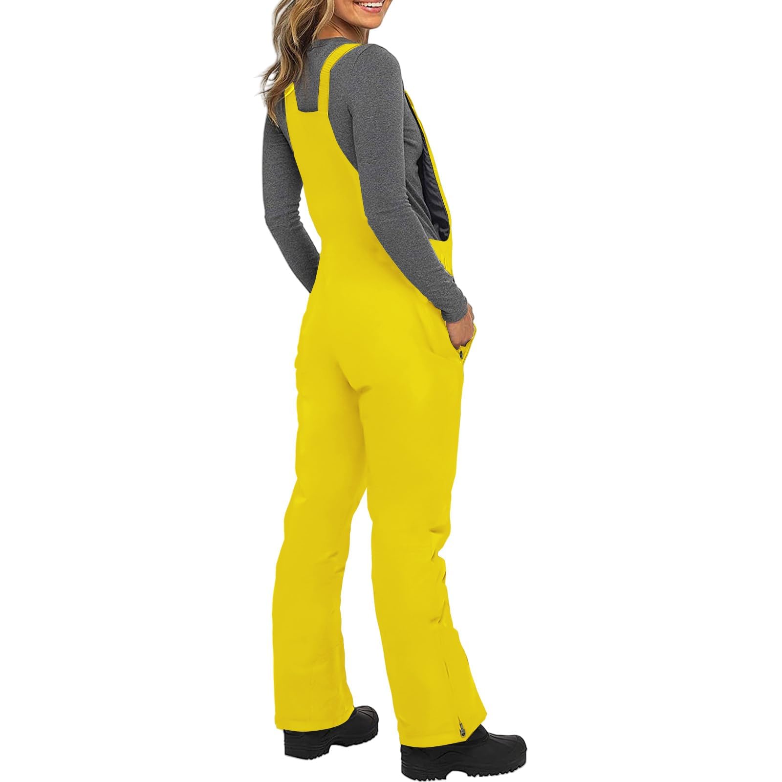 Zimowe ciepłe wiatroszczelne snowboard sportowe spodnie śniegowe kombinezony, izolowane wiatroszczelne sporty outdoorowe kombinezony narciarskie (żółty, 3XL)