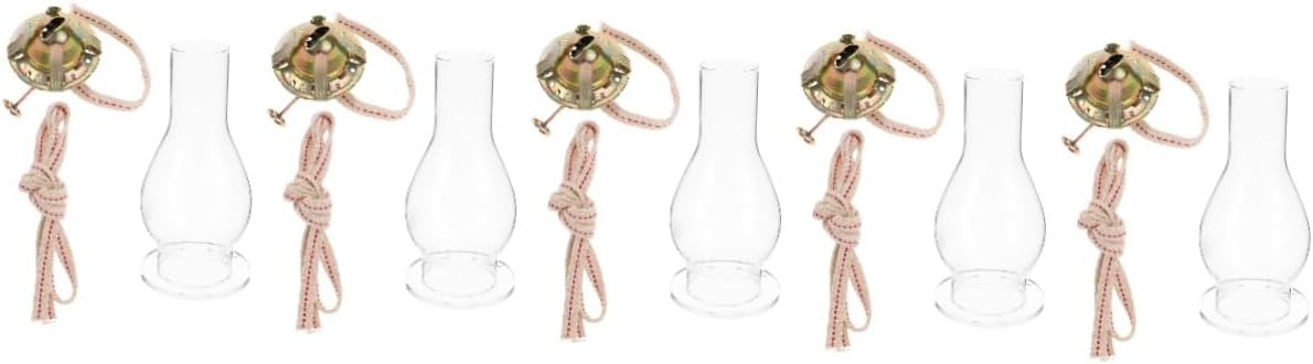 5sets Kerosene Lamp Burner with Dome Wick Retro Oil Lamp Holder for Vintage Home Decor Includes Wick for Kerosene Lanterns and Indoor Use