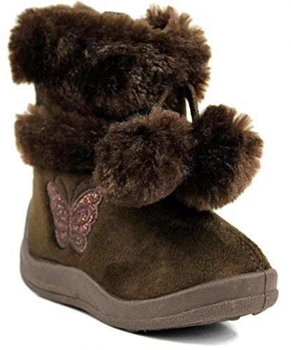 Little Girl's Zello Glitter Pom Pom Boots 5,Brown