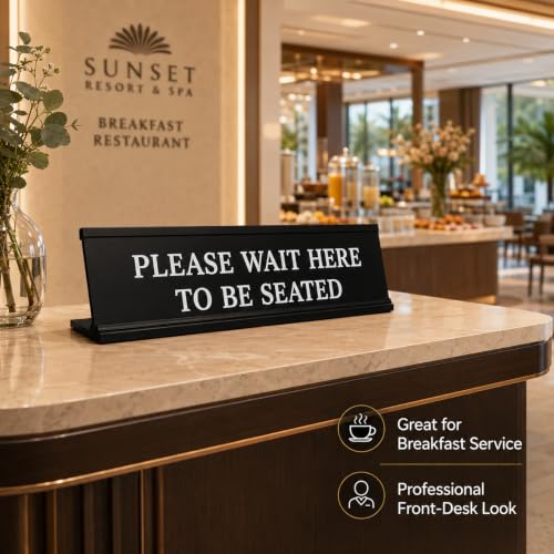Letrero Please Wait to be Seated de aluminio anodizado para decoración sofisticada de restaurantes 7