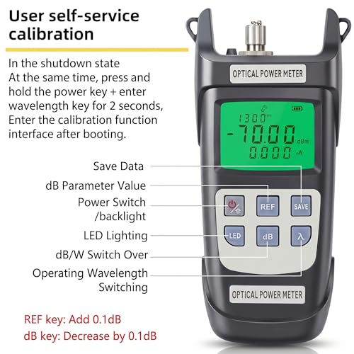 FTTH-Glasfaser-Werkzeugsatz, VFL-Glasfaser-Leistungsmesser, 70 ~ + 10 dBm, 50 MW Glasfaser-Visual Fault Locator, VFL-Glasfaser-Teststift (Gelb+Grau)