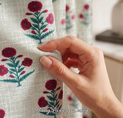 Image of VAS COLLECTIONS 100% Room Darkening Blackout Door Curtains Set of 2, 7 Feet (121 x 213 cm), Floral Design Long Curtains for Living Room & Bedroom, Thermal Insulated, Privacy Curtains (Heritage Crim)