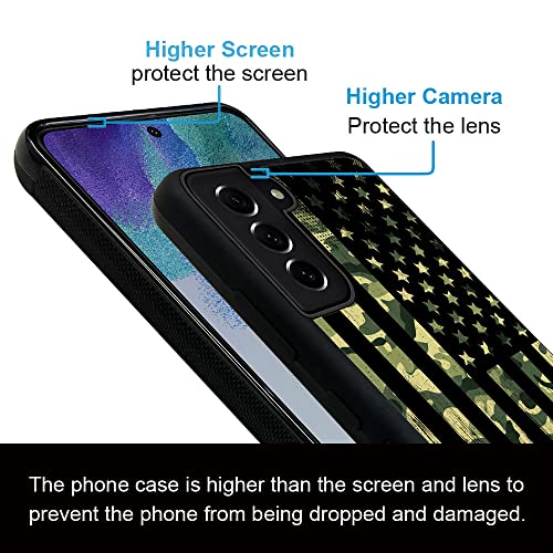 Tnxee For Galaxy S21 Fe Case,Camo American Flag Anti-Skid And Shockproof Protective Case For Boy/Girl,Soft Silicone Rubber + Hard Pc Back Cover Case For Samsung Galaxy S21 Fe 5G(6.4'') #TOP3