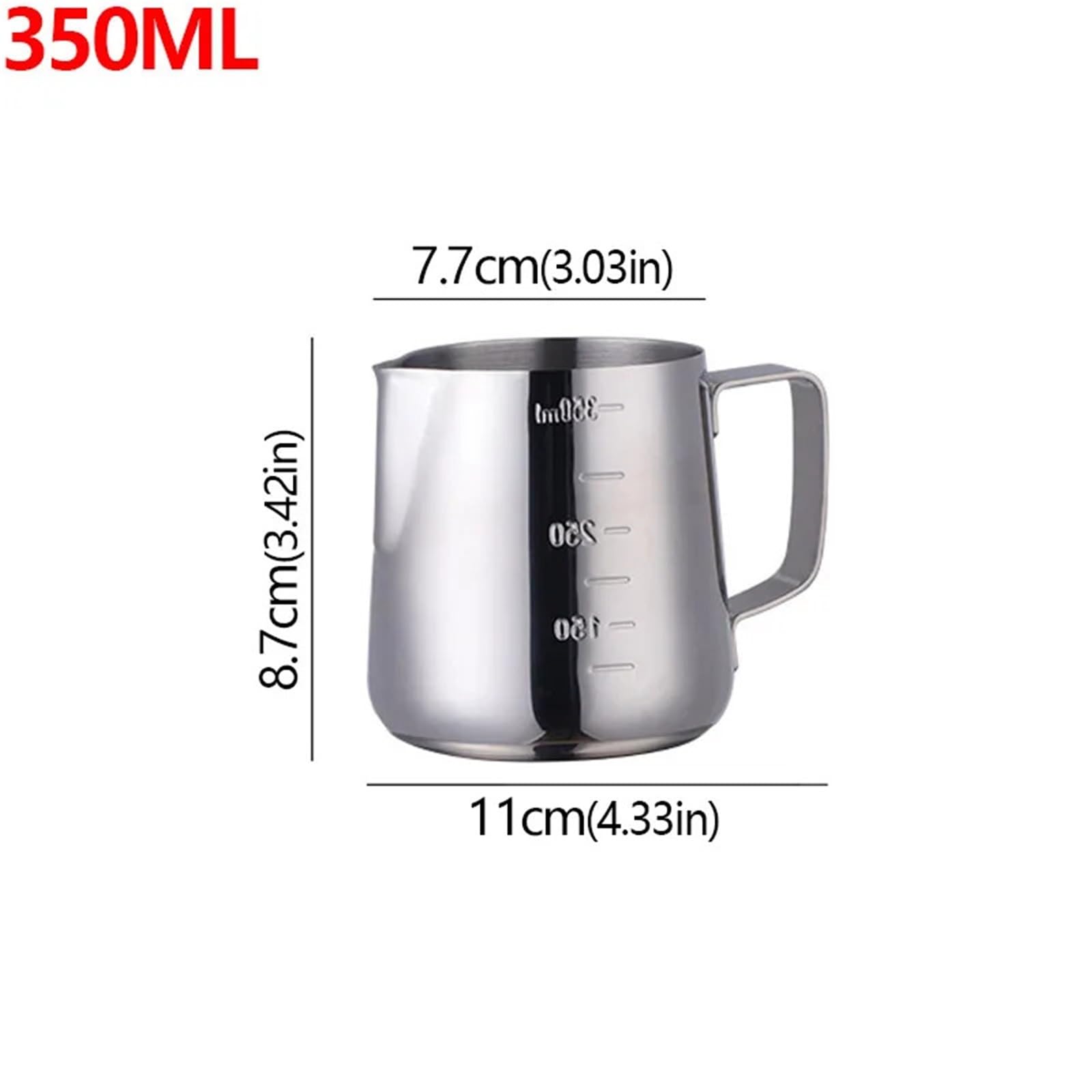 2 uds 350/550ml café expreso tirador flor tazas de leche taza de acero inoxidable tirador taza de flores leche artesanal Latte Art jarra tazón taza(Silver,350ml)