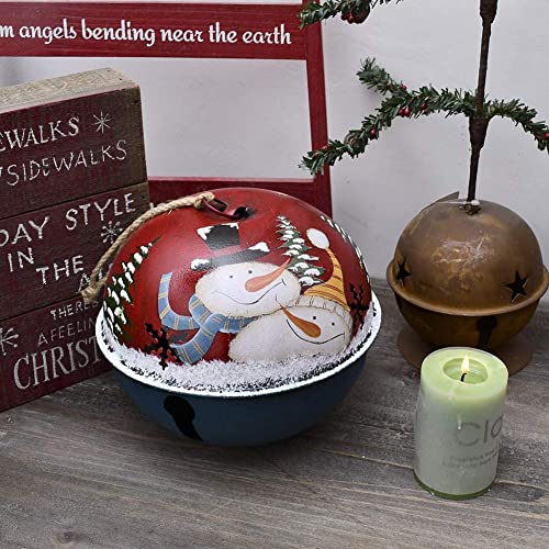 Christmas Jingle Bells Giant Jingle Bells Metal Snowman Jingle Bell Ornaments Christmas Tree Hanging Ornaments Rustic Jingle Bells Freestanding Table Decor Xmas Tree Decorations With Snowman 6 Inch #TOP2