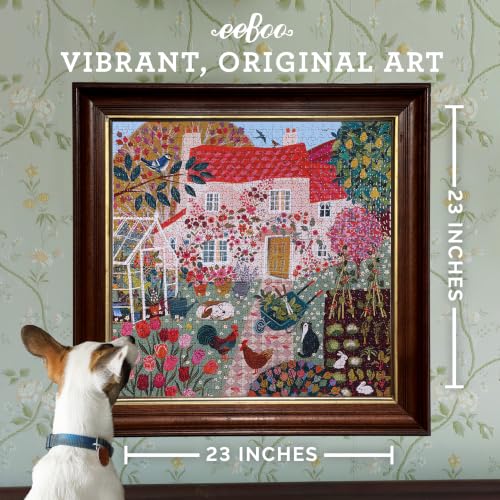 Image of eeBoo - English Cottage - 1000 piece adult puzzle illustrating an English greenhouse in all its splendour - Dimensions 58.5 x 58.5 cm