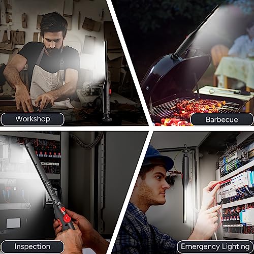 Dr.Prepare Arbeitsleuchte LED Handleuchte 4000mAh Handlampe Akk Taschenlampe Led Werkstattlampe COB Inspektionsleuchten mit Haken Magnethalter für Auto Reparatur Werkstatt Camping