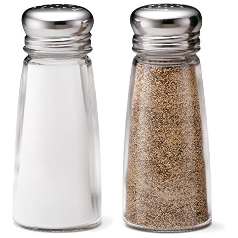 TableCraft Round Salt and Pepper Shakers - Set of 2 132S&P Glass Salt Shakers Cover