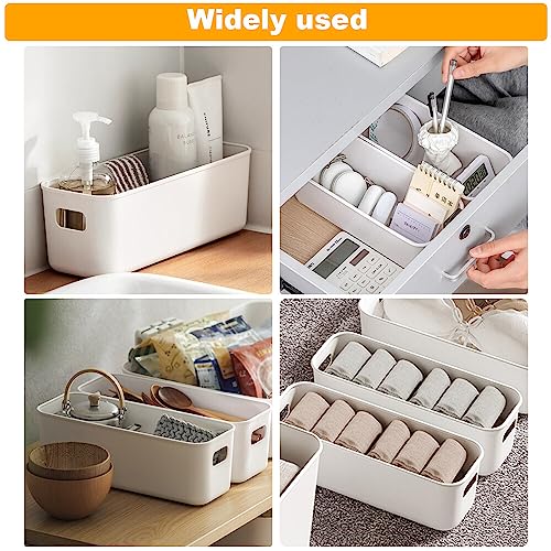 GmeDhc 4 Stück Aufbewahrungsbox, Aufbewahrungskorb mit Griffen, Kunststoff Organizer Box, Ordnungsboxen, für Küche, Badezimmer, Küchenschrank, Kosmetik, Kinderzimmer, Büro