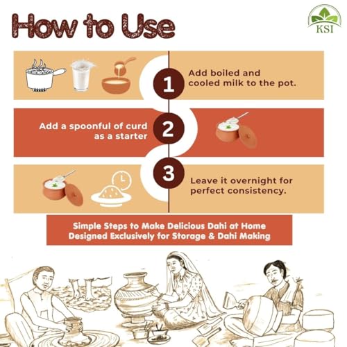 Image of KSI Unglazed Mud Clay Pot for Thick Curd Making | Self-Cooling Raw Clay Handi | Natural Dahi Preserving Pot | Traditional Indian Clay Pot for Curd | Eco-Friendly, Handcrafted Clay Storage Pot |700ml