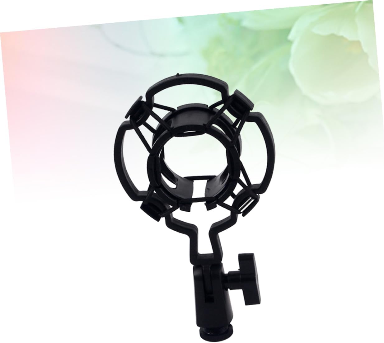 HANABASS Adjustable Microphone Stand Clip Universal Mount for Large Diaphragm Mics SA19 Plastic Recording Bracket Black
