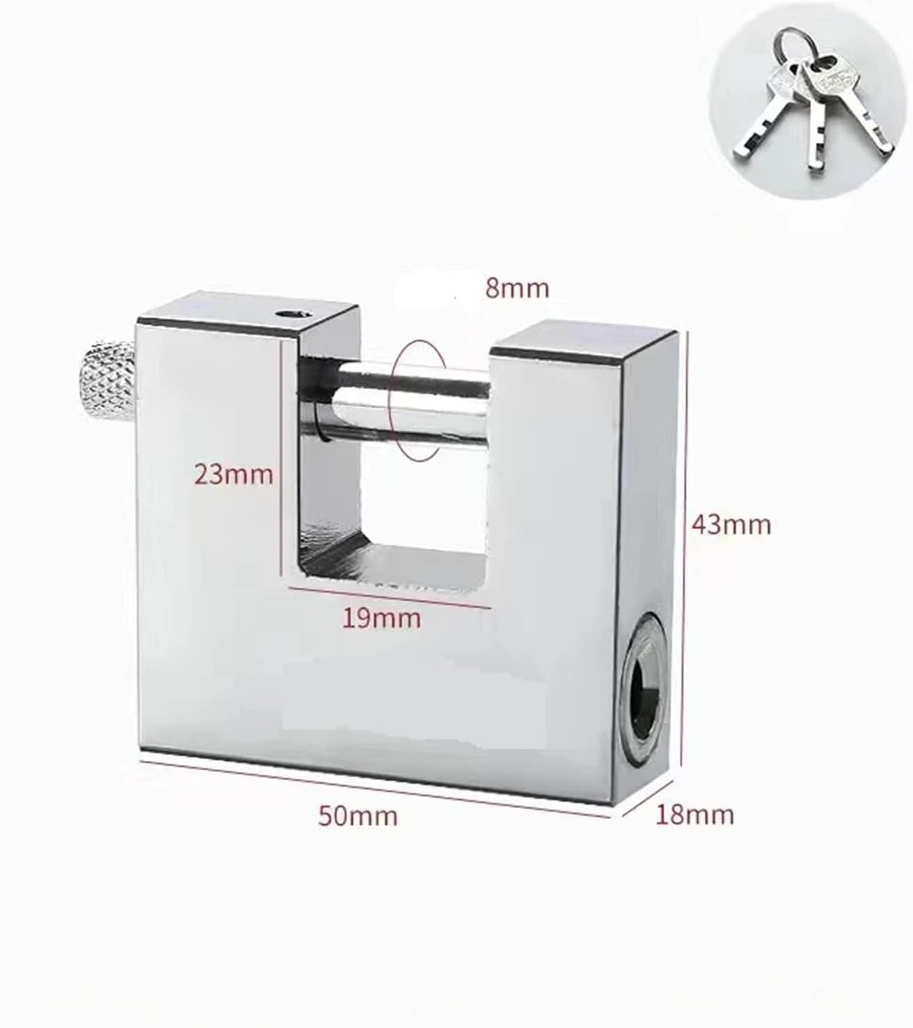 Padlock with Key High Security 3 Keys Heavy Duty D-Shaped Lock Garage Door Containers Gate and Warehouse 1Pcs(M-(50MM))