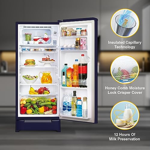 Image of Whirlpool 192 L 4 Star Inverter Direct-Cool Single Door Refrigerator with Intellisense Inverter Technology (215 IMPC ROY 4S INV Sapphire Abyss-Z,Sapphire Mulia,Base Stand with Drawer,) Blue