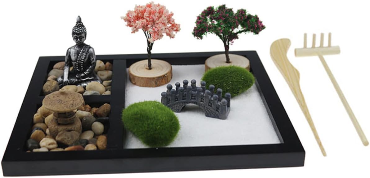 Creative Zen Garden Rock Ornament Zen Sand Table Desk Adornment Relaxing Garden Decor Meditation Accessory