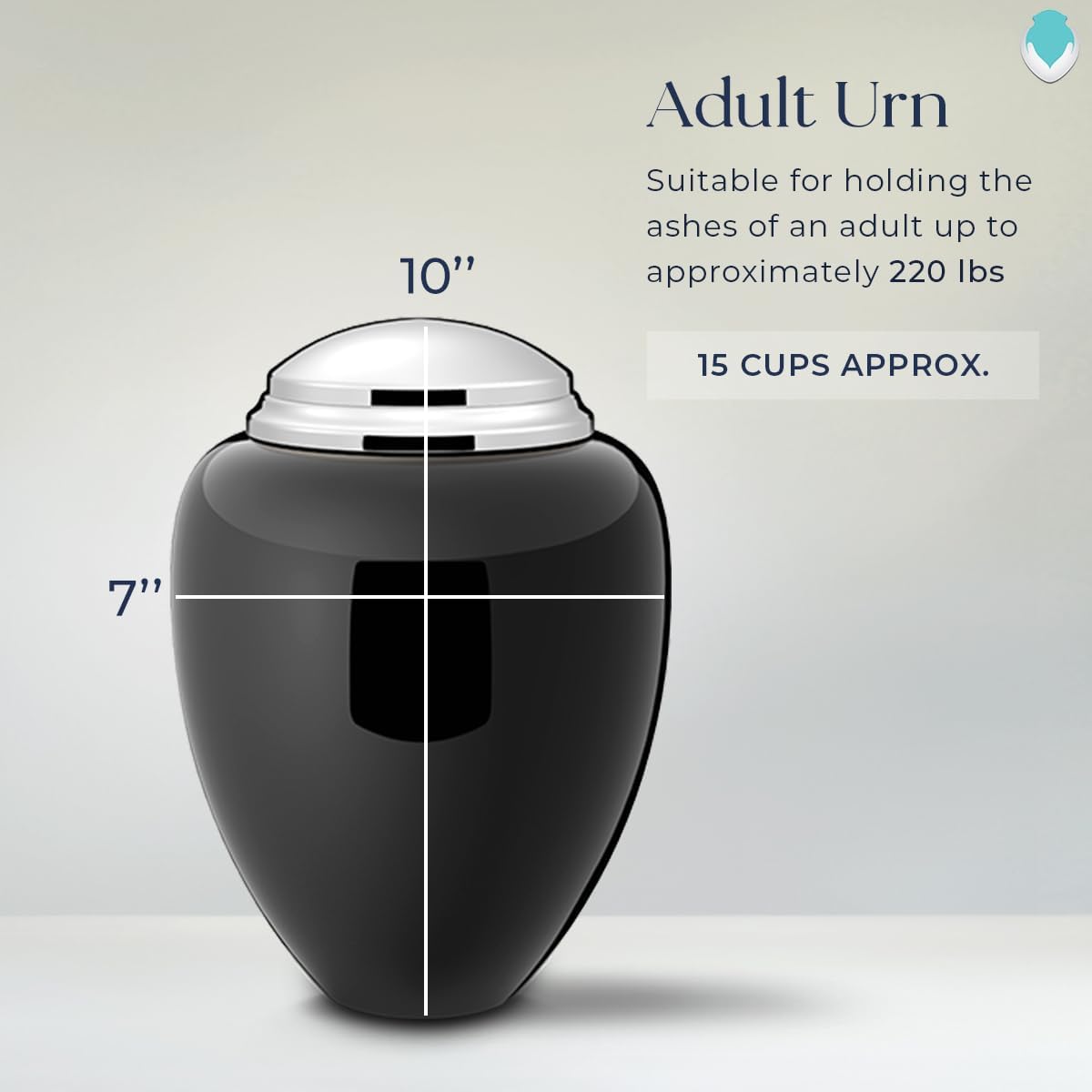 Geturns Tribute Adult Personalized Hummingbird Cremation Urns for Human Ashes I Large Black & Shiny Pewter Funeral Urn for Men and Women I 220 lbs