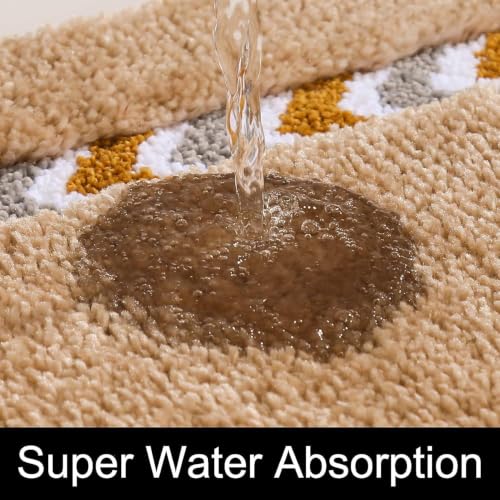 Image of Roseate Race Track Super Soft Anti Skid (40x60 cm) Super Absorbent Mats Microfibre 2000 GSM Mat for Bathroom /Bedroom /Kitchen /Door Mat /Floor Mat (Beige) Pack of 1