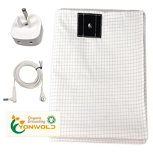 Yonwold Organic Grounding Sheet 10% Silver King for Bed Sleeping Therapy with Safest Ground Adapter and Connection Cord 76x80 INCH