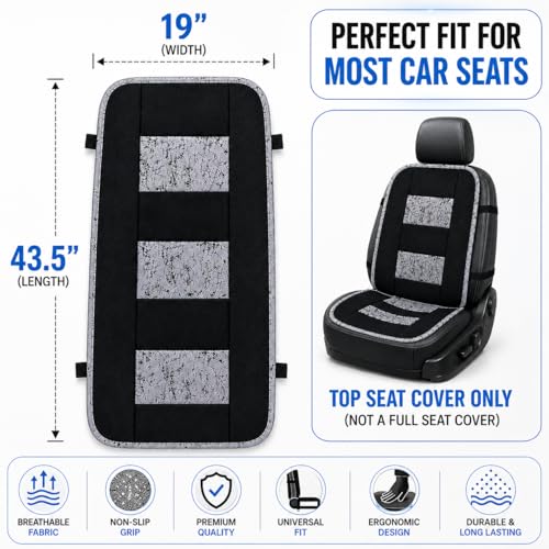 Image of AutokraftZ 2-in-1 UV-Resistant Car Seat Cover Mat, Breathable Anti-Slip Seat Protector Cushion Grey, Universal Fit Front & Bottom Seat Cover for Car, SUV & Truck with Multi Layer Padding for Comfort