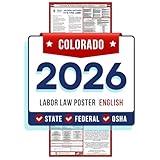 2026 Colorado State and Federal Labor Law Poster, Space-Saver Slim Design, Perfect Display for Any Office Space, All-in-One Mandatory Notices Included, Eco-Friendly Premium Paper - English 16"x40"