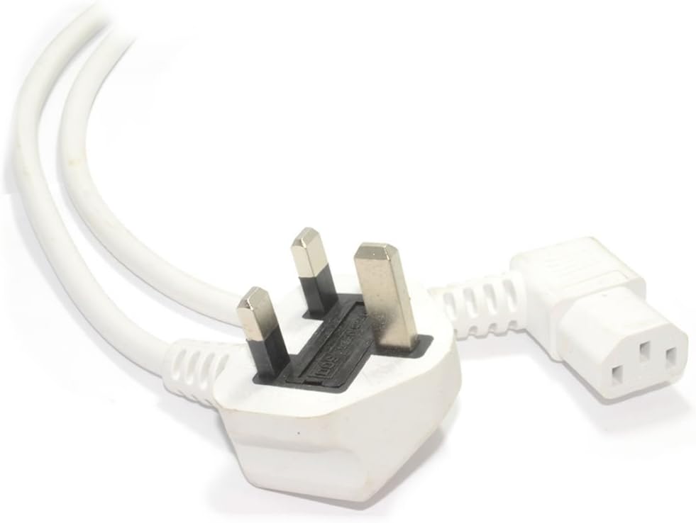 kenable Power Cord UK Plug to Right Angle IEC C13 Cable kettle lead 2m