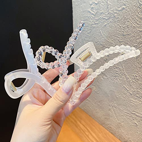3 Pack Nonslip Matte Clear Hair Claw Clips For Thick Hair Strong Hold Jaw Hair Clamps Fashion Hair Accessories For Women #TOP5