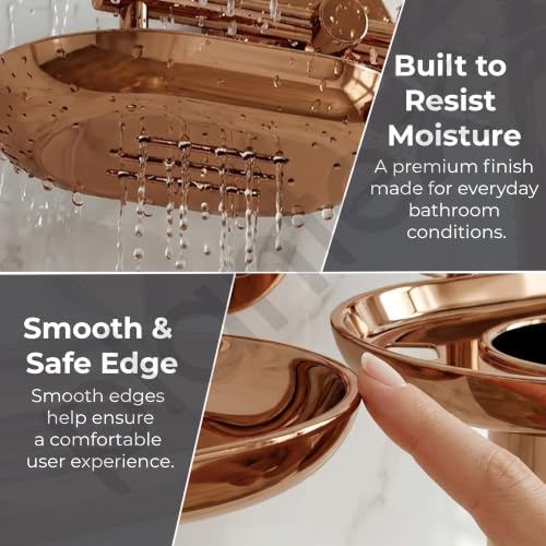 Image of Plantex J4 Stainless Steel Soap Dish with Tumbler Holder /Soap and Brush Holder for Bathrooom /2 in 1 Soap Holder with Toothbrush Holder /Bathroom Accessories (PVD Rose Gold Finish) Onix