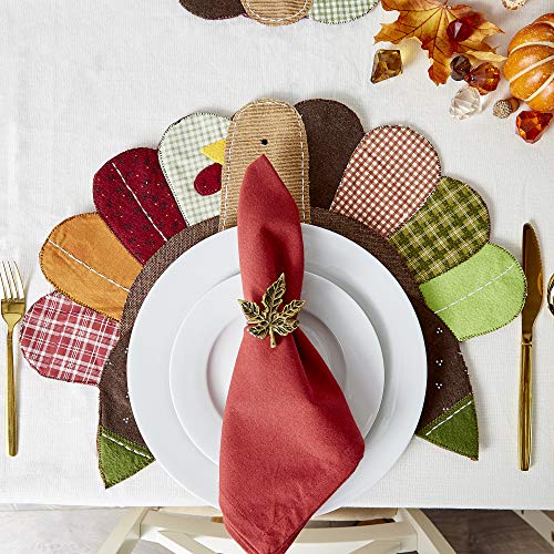 Dii Fall Table Decorations Indoor Décor, Thanksgiving, Placemat Set, 14X19, Embroidered Turkey, 4 Count #TOP5