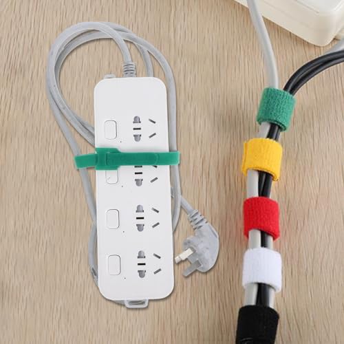 VILLCASE 100 pcs Cintas para Cables Resistentes con Gancho y Lazo Verde Reutilizable, Organizador Adhesivo para Cable para Computadora y Gestión Eléctrica Bajo el Escritorio miniatura 6