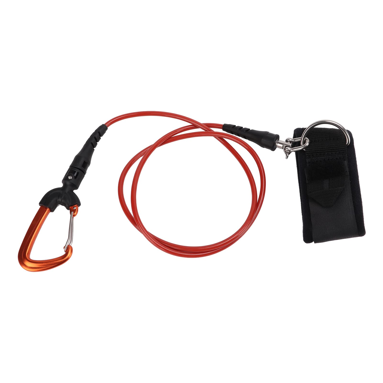 Laisse de Longe d'apnée, câble de Corde de sécurité de plongée en Acier Inoxydable, Longe de sécurité d'apnée Multifonction avec Mousqueton de Bracelet pour Les Sports