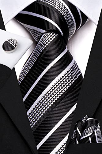 Image of Hi-Tie Men 63inches Tie Set Extra Long Necktie Paisley Tie Pocket Suqare Cufflinks Big and Tall Men Tie