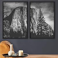 2 Piece Framed Canvas Wall Art Monochromatic Mountains Canvas Prints Home Artwork Decoration for Living Room,Bedroom - 16