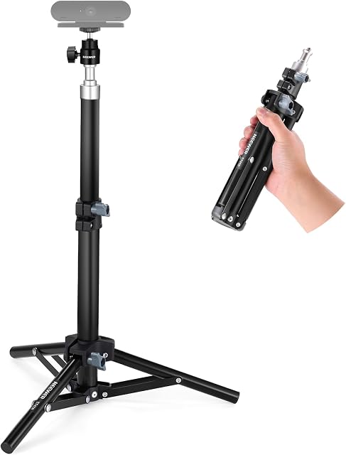 NEEWER Webcam Stand Tripod for Desk, Mini Desktop Tripod with Cell Holder Compatible with Logitech Anker Emeet Webcam Ring Light for Video Recording Live Streaming Zoom Call, Max Load 2.2lb/1kg, ST45B