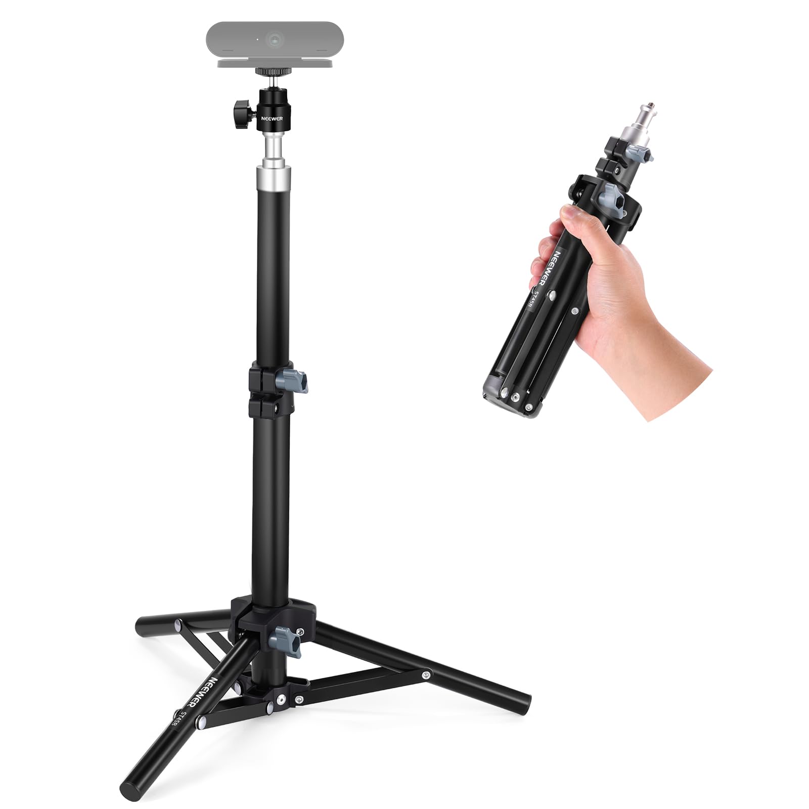 NEEWER Webcam Stand Tripod for Desk, Mini Desktop Tripod with Cell Holder Compatible with Logitech Anker Emeet Webcam Ring Light for Video Recording