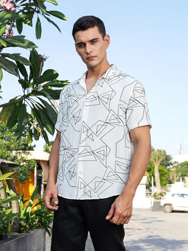 Image of Thomas Scott Mens | Half Sleeve | Embroidered Printed | Regular Fit | 100% Cotton | Casual Shirts
