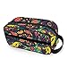 Hunihuni Kulturtasche Blume Rose Katze Kätzchen tragbar Reise Kosmetik Make-up Organizer Dopp Kit Kulturtasche für Frau Mann