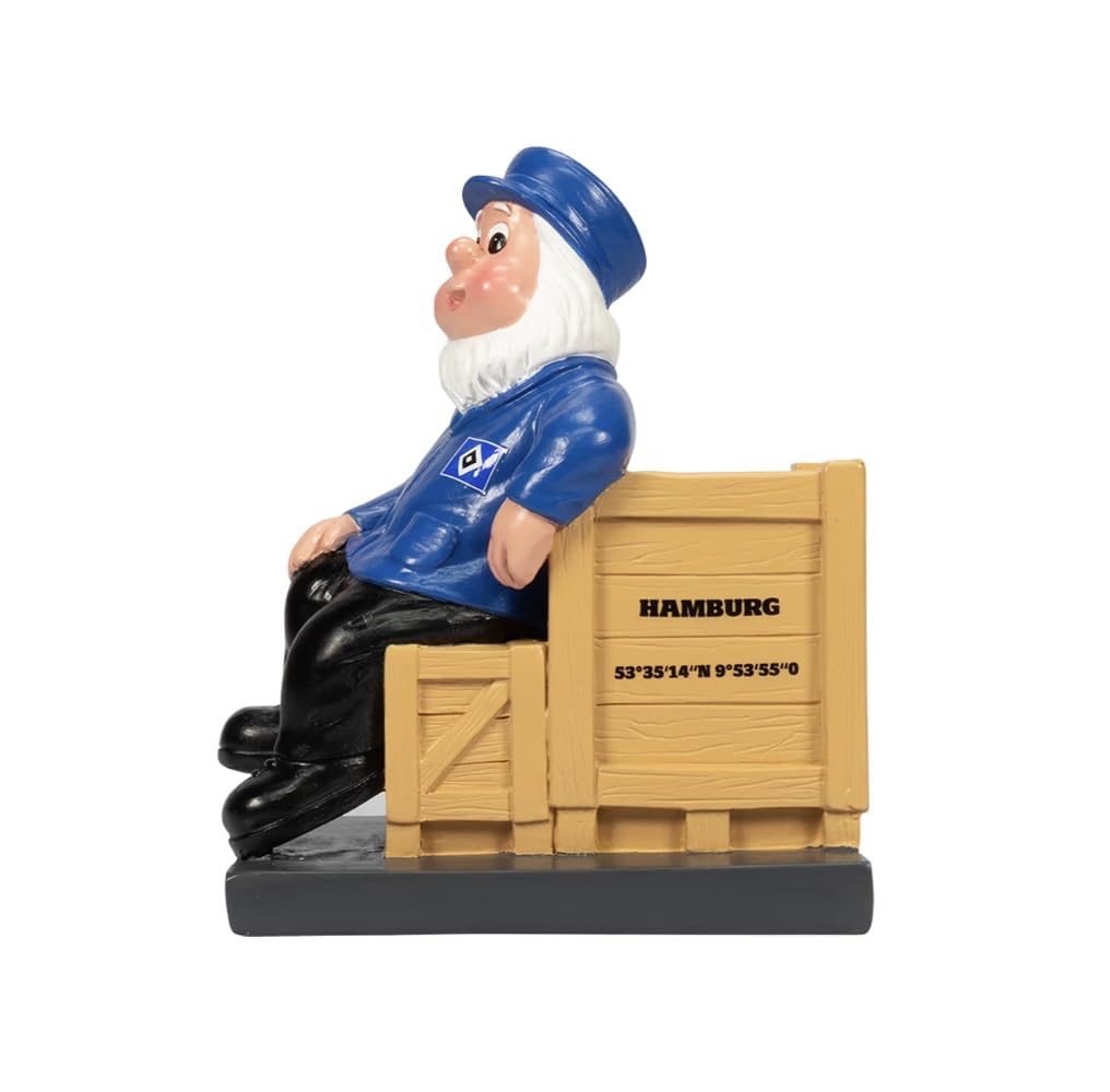 Hamburger SV HSV Gartenzwerg ** Holzkiste **, ca. 7,4 x 12,5 x 14,7 cm, 100% Polyresin