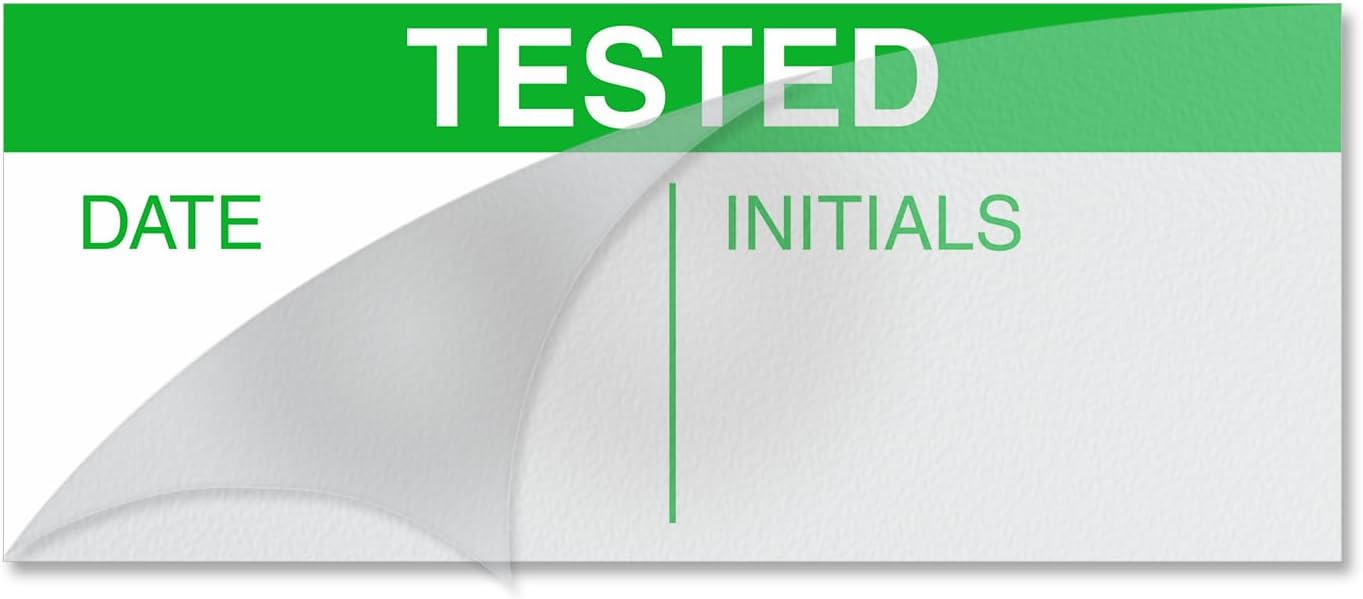 SmartSign Tested Self-Laminating Calibration Labels - Pack of 140, Polyester with Clear Flap, 0.625 x 1.5 inch, Protect Your Writing, Screen Printed, Green and White, Made in USA