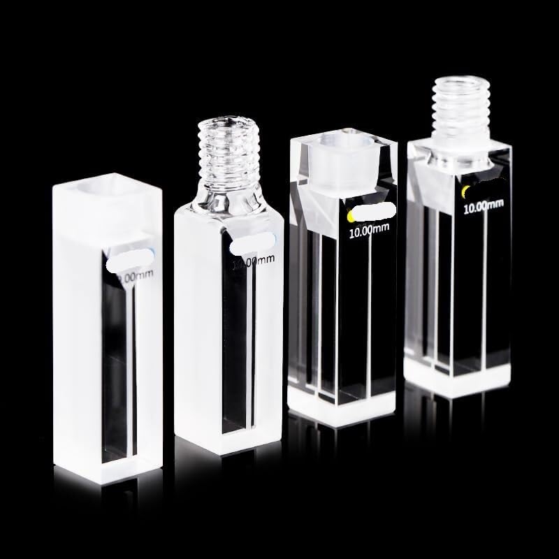 1pcs Quartz Cell with Stopper - 350µL Volume, 10mm Path Length, 200nm-2500nm Wavelength Range((01) Stopper)