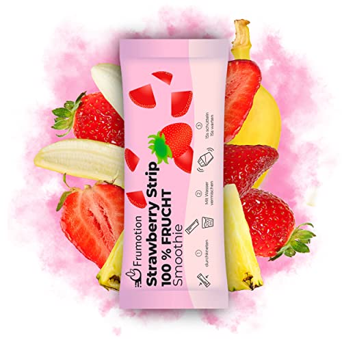 Natürliches Smoothie Pulver | 8x Strawberry Strip | 100% gefriergetrocknete Früchte | Erdbeer Smoothie | Frei von Zusatzstoffen | Frei von zugesetztem Zucker | Frumotion Smoothies Cover